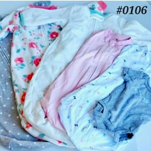 6 Pcs🔹️newborn & 0-9 months 👶Baby girl sleepsacks / onesie mixed brands